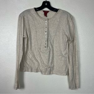 sundance henley cotton neutral mother of pearl buttons size small